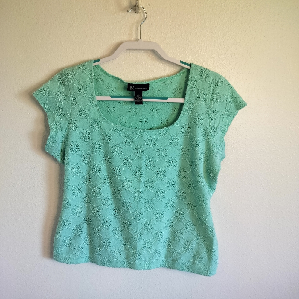 INC Int'l Concepts Mint Green Top Size XL Grandmacore‎ Cottagecore Coquette